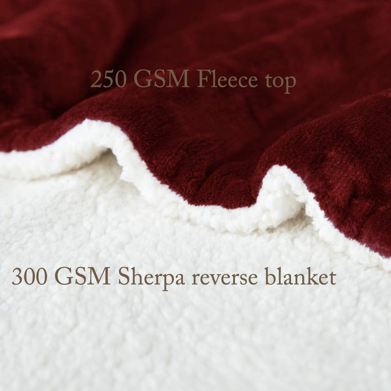 LBRO2M Sherpa Fleece Bed Blanket King Size Super Soft Fuzzy Plush Warm Cozy Fluffy Microfiber Couch Throw Velvet Double Reversible Blankets,Red - Image 4